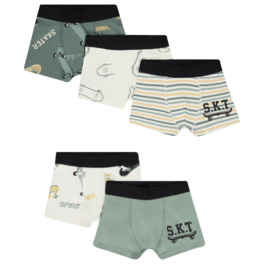 Set van 5 boxershorts met skateboardmotief voor jongens 