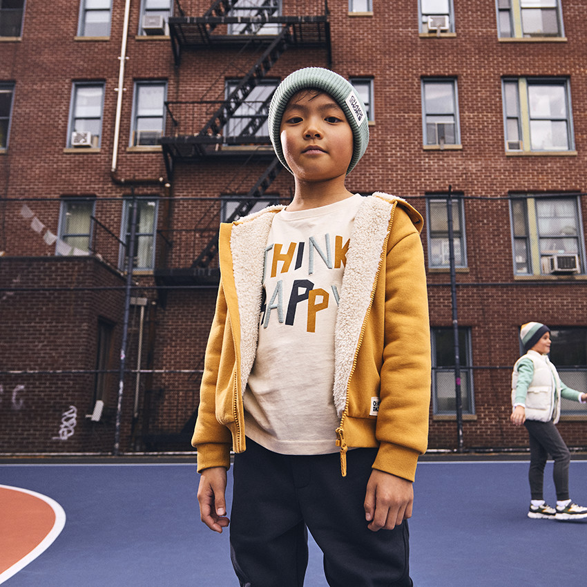 Jogging molleton uni à découpes pour garçon 