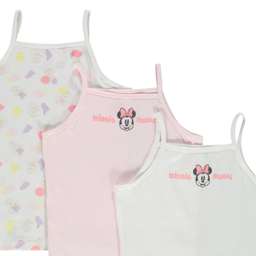 Set van 3 onderhemdjes met bretellen Minnie Disney voor meisjes 