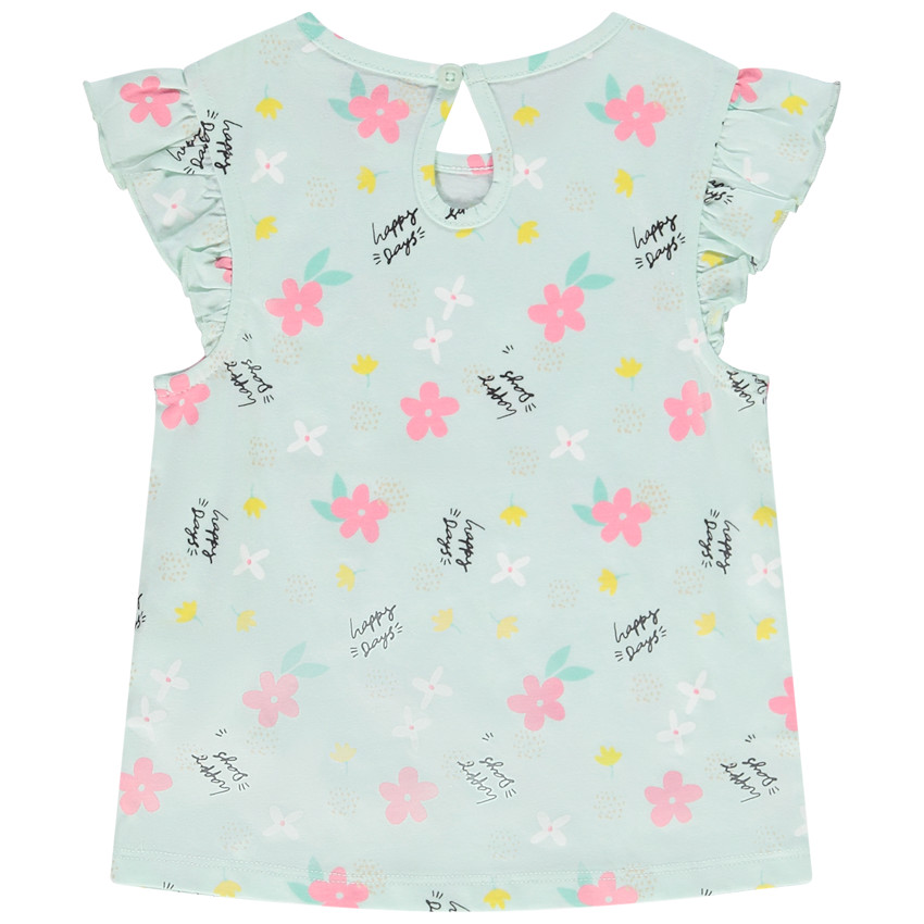 Lot de 4 t-shirts manches courtes volantées en jersey pour bébé fille 