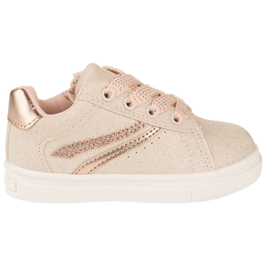 Baskets de sport rose poudré à lacets et zip pour bébé fille 