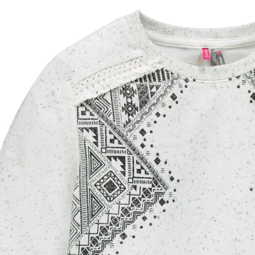 Junior - Sweat en molleton avec print ethnique et franges 