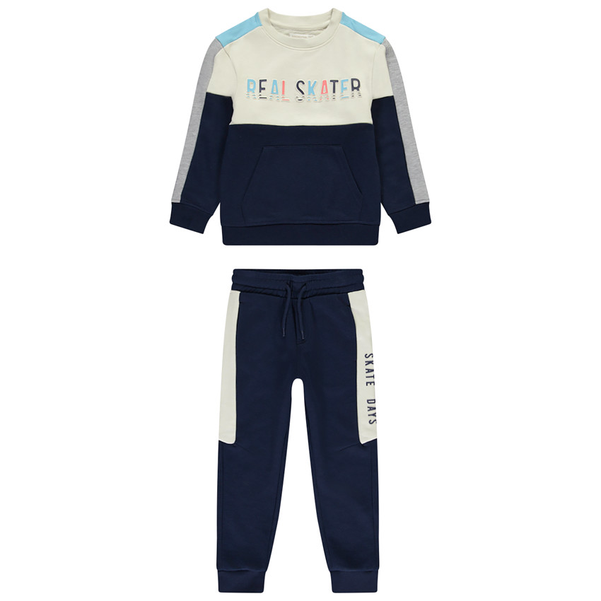 Jogging set van fleece met colour block effect voor jongens 