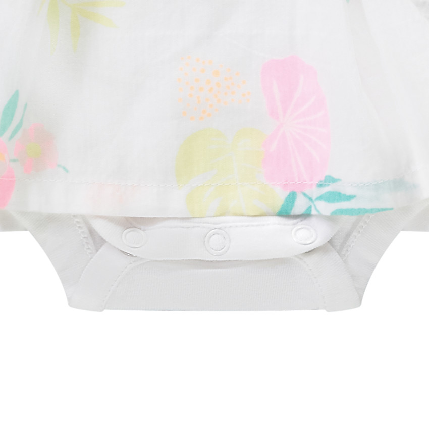 Jurk body 2-in-1 effect met bladerenprint voor baby meisjes 