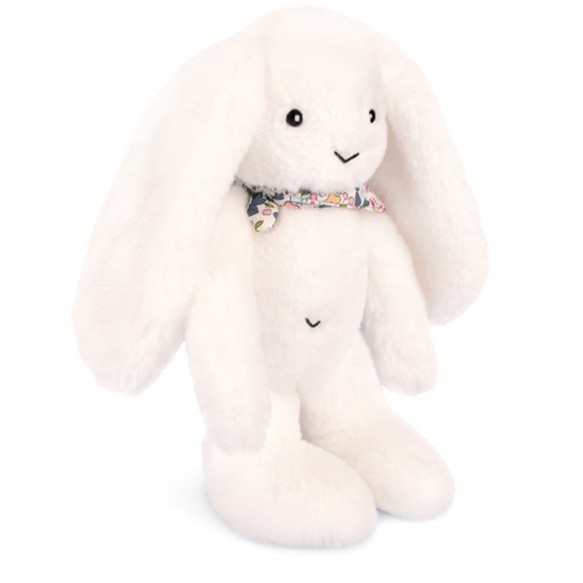 Peluche Lapin Fleurette 35cm Blanc 