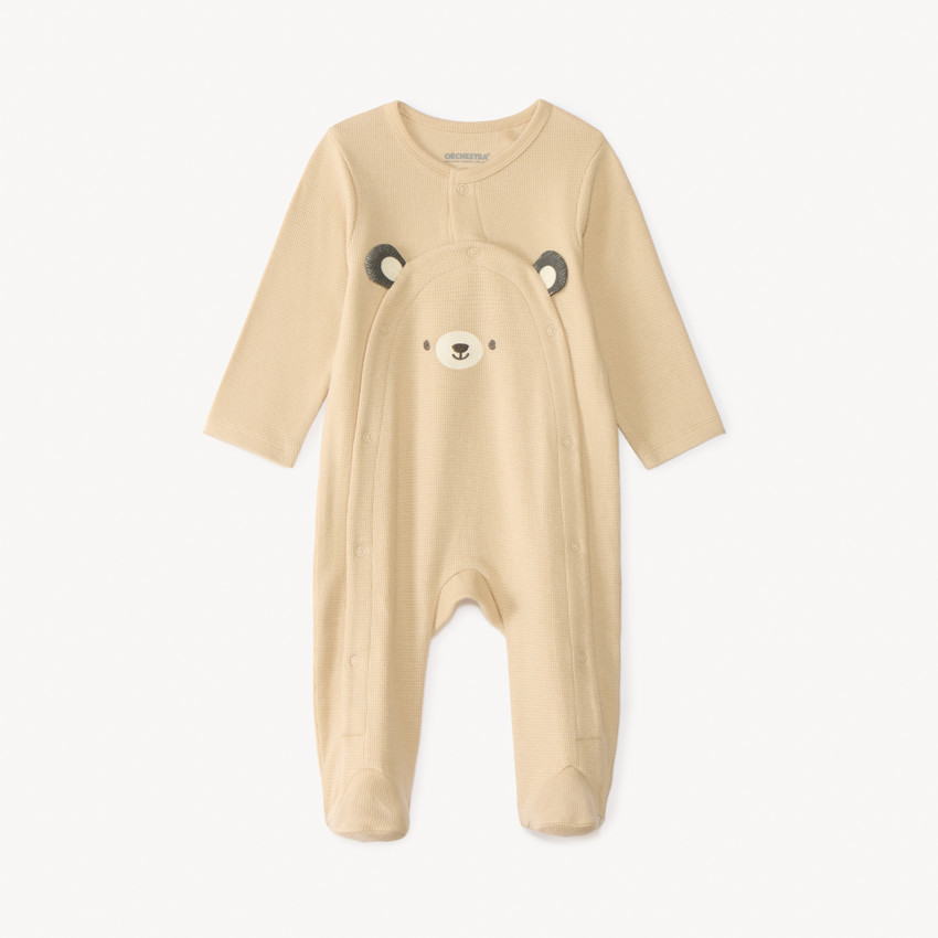 Dors-bien manches longues en nid d'abeille avec motifs ourson pour bébé garçon 