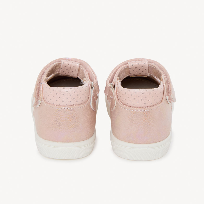 Salomés effet irisé à strass et scratch pour bébé fille 