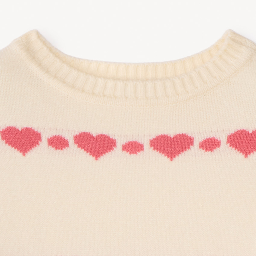 Pull oversize en tricot jacquard cœurs pour fille 