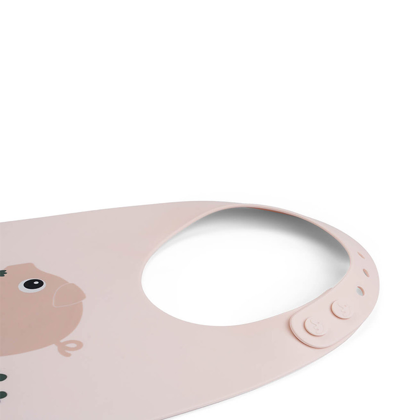 Bavoir en silicone avec poche Pigee rose 
