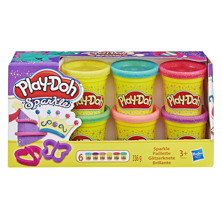 Play-Doh Sparkle 6 pots + Accessoires 