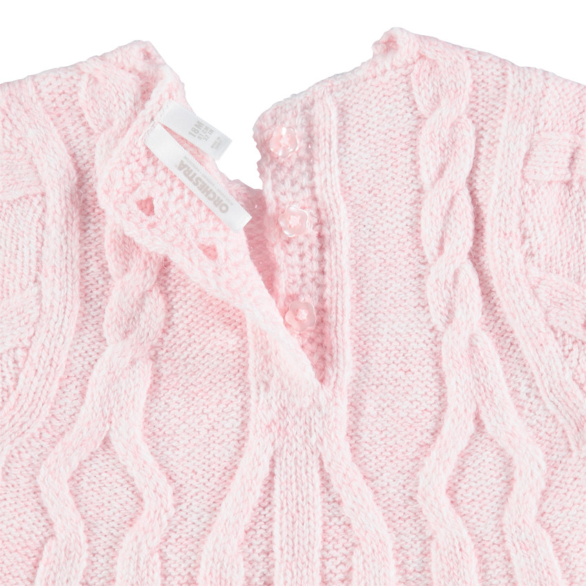 Robe manches courtes en tricot avec jeu de mailles 