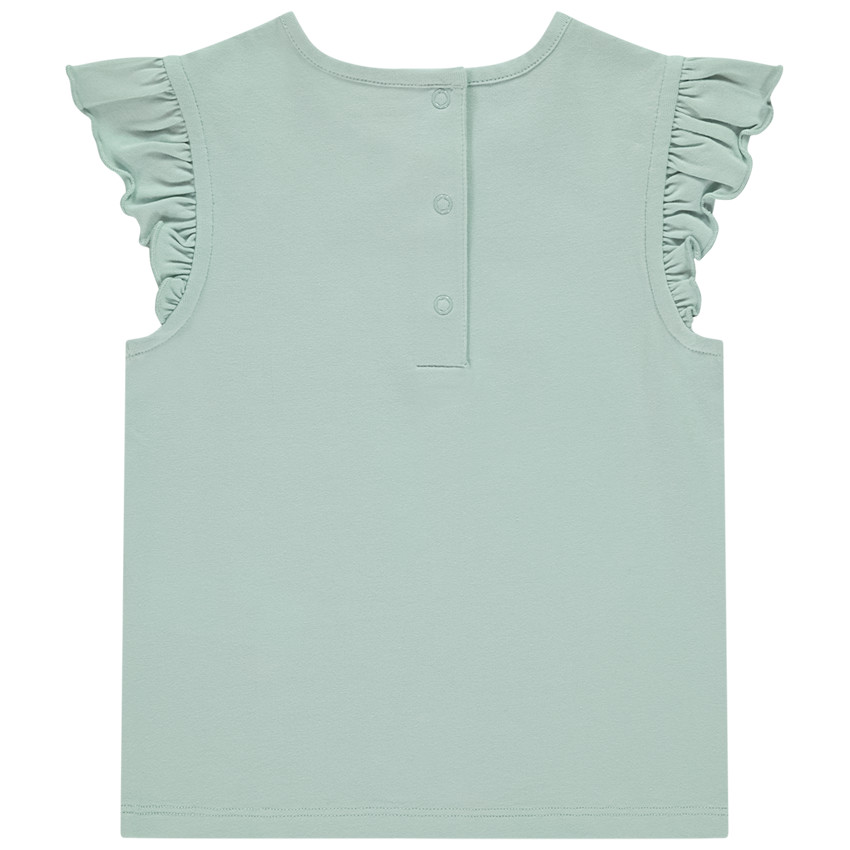 T-shirt manches courtes volantées avec papillon à fleurs 3D pour bébé fille  