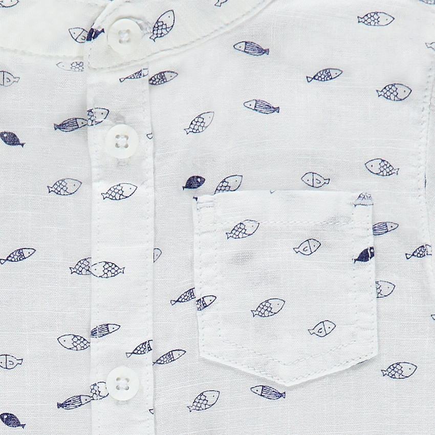 Ensemble chemise imprimée et bermuda corail 