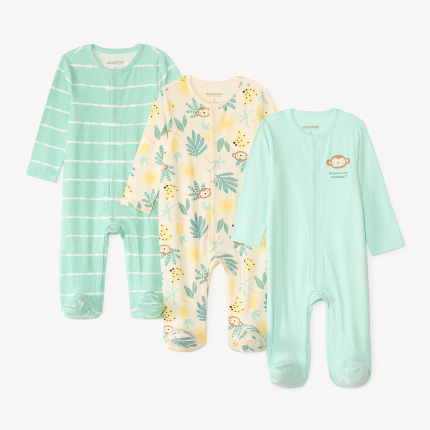Set van 3 bedankjes met leuke prints voor babyjongens - verschillende openingen afhankelijk van de leeftijd. 