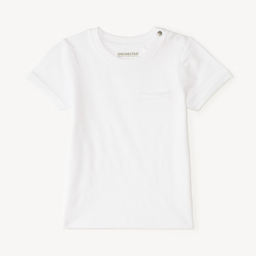 T-shirt met korte mouwen effen textuur voor baby jongen 