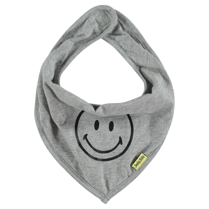 Bavoir en jersey forme bandana réversible smiley baby à scratch    