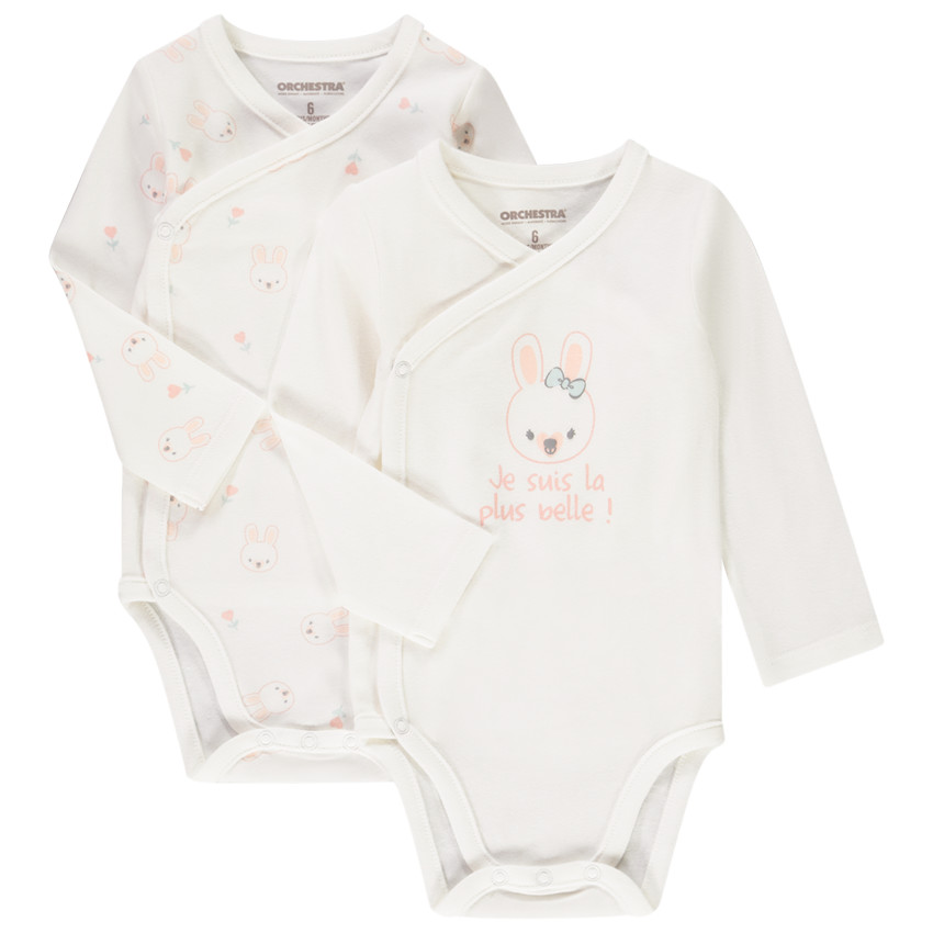 Lot de 2 bodies manches longues imprimé lapin 