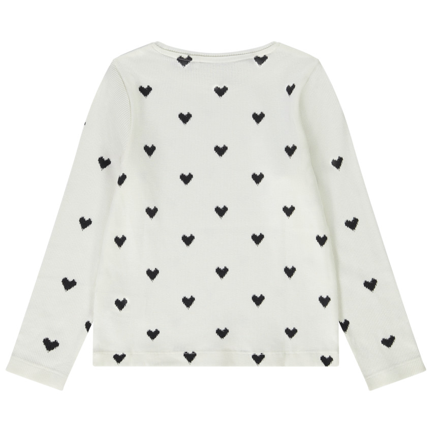 T-shirt manches longues en coton imprimé coeurs pour fille 