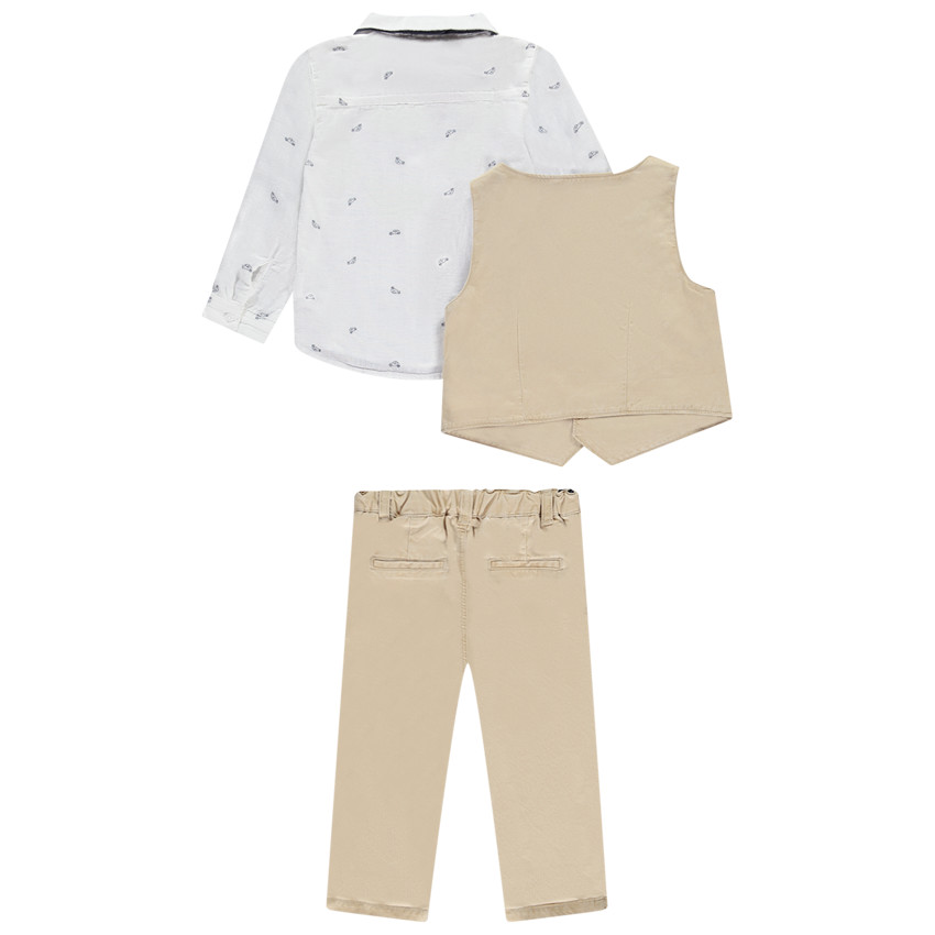 Set van 3 stuks met auto-print en strik voor jongens 