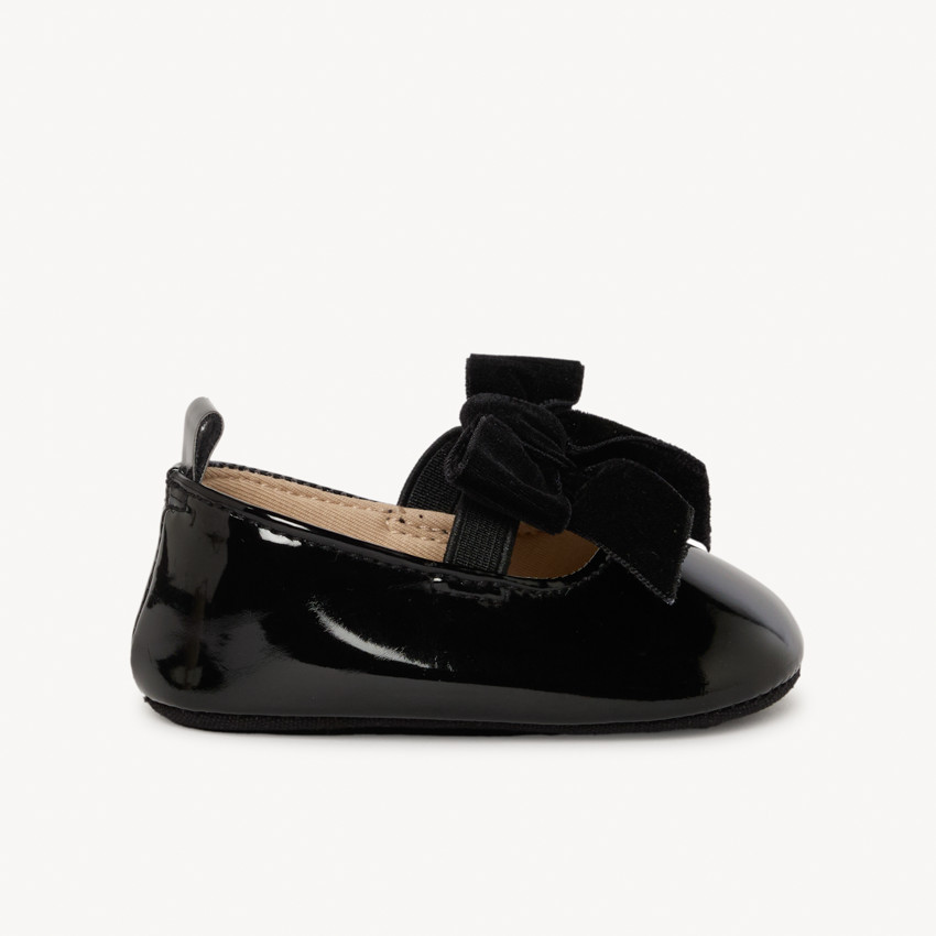 Babies vernis à nœud en velours pour bébé fille 