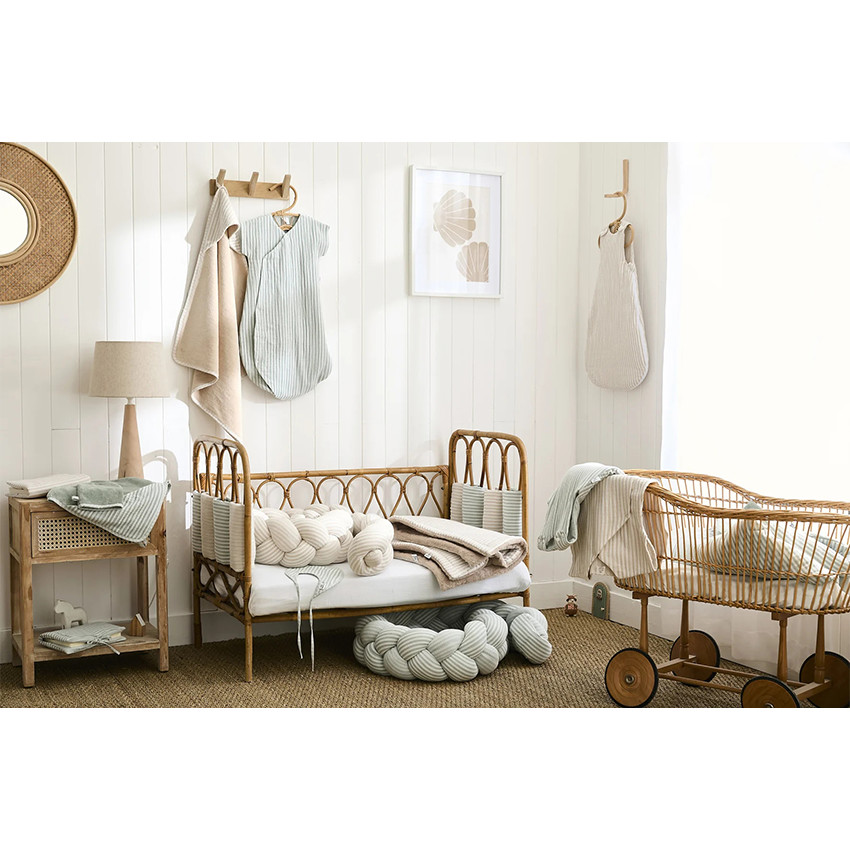 Vlecht decoratief gewatteerd Soft Stripes Ecru Groen van Grijs 