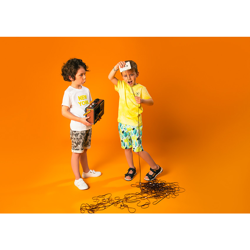 T-shirt en coton manches courtes avec patch bouclette pour garçon 