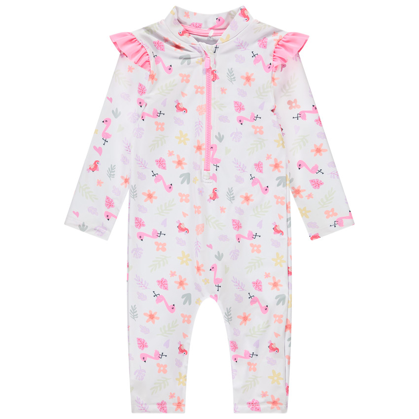 Combinaison de bain anti-UV imprimé flamants roses pour bébé fille 