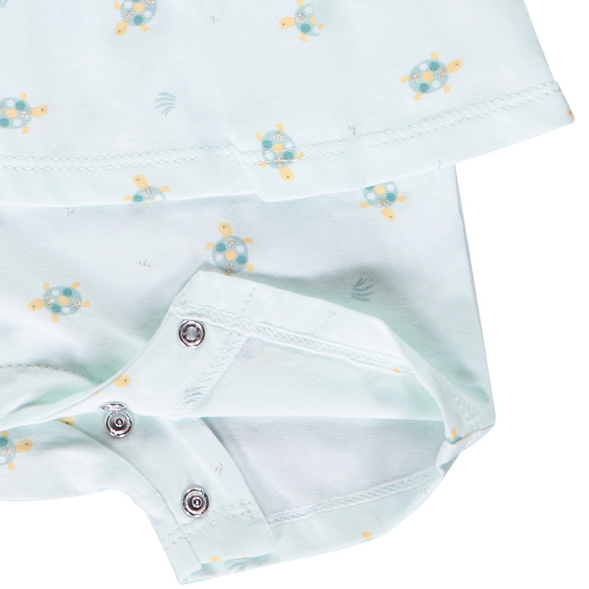 Lot de 2 combishorts effet 2 en 1 motifs tortues pour bébé fille 