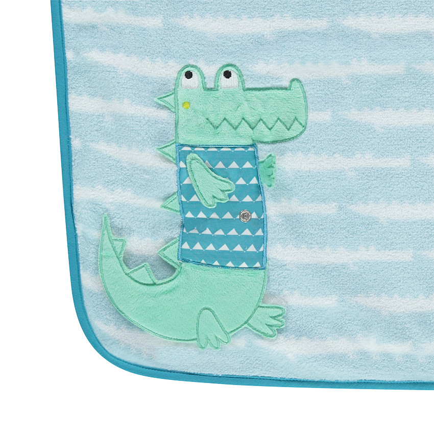 Couverture en sherpa avec crocodile brodé 110x80 cm 