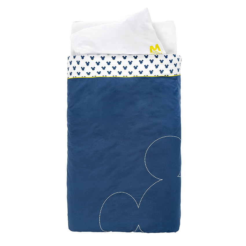 Parure housse de couette + taie d'oreiller Disney motif Mickey - 140 x 100 cm 