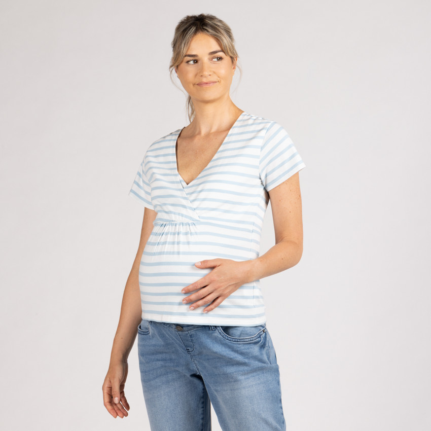 Zwangerschapst-shirt met korte mouwen en borstvoedingsfunctie 