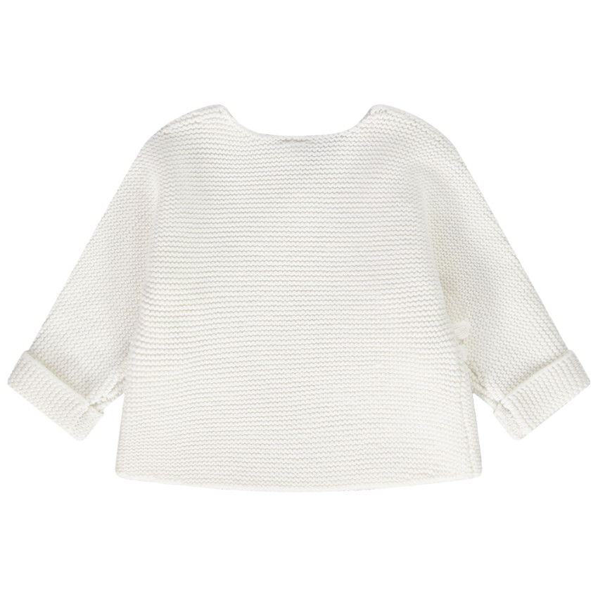 Gilet en tricot point mousse effet cache-coeur pour bébé fille 