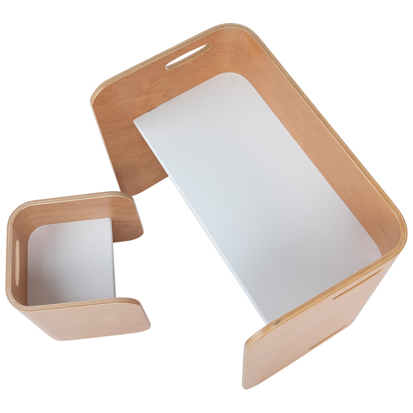 3-in-1 bureaumeubel bank en tafel met 1 stoel 