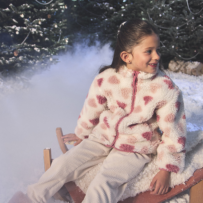 Veste en sherpa imprimé cœurs pour fille 