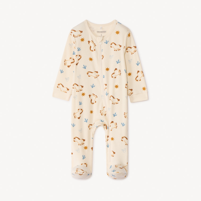 Dons-bien geribbelde met paardenprint voor jongensbaby 