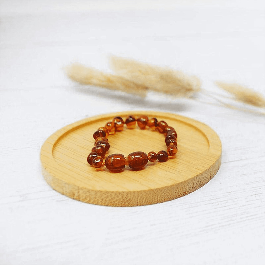 Bracelet ambre pour bébé - Cognac 