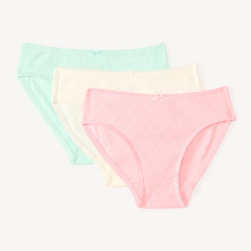 Set van 3 eenkleurige hartjespanty's voor meisjes. 