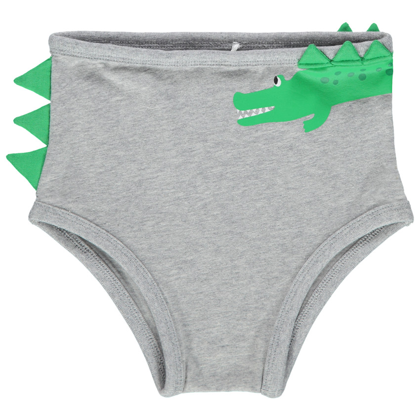 Slip en coton print crocodile à crête sur le côté 
