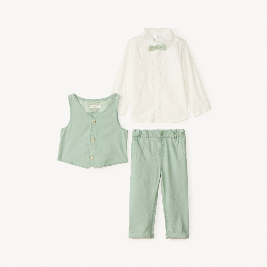 Ensemble 3 pièces avec nœud papillon pour bébé garçon 