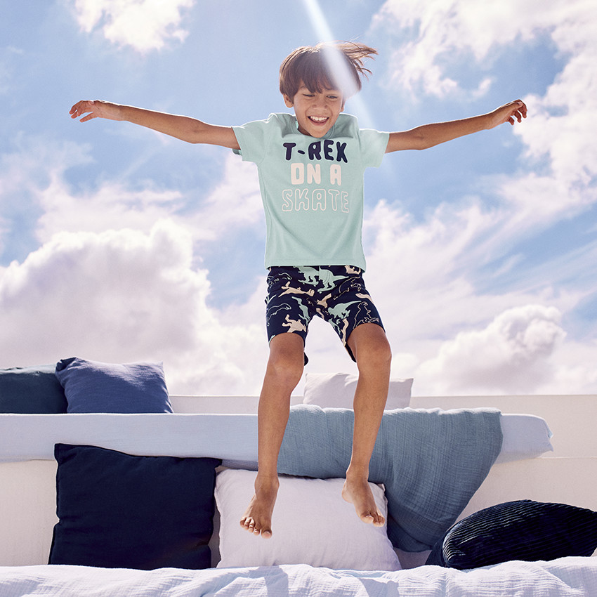 Set pyjama court motif T-Rex pour garçon 