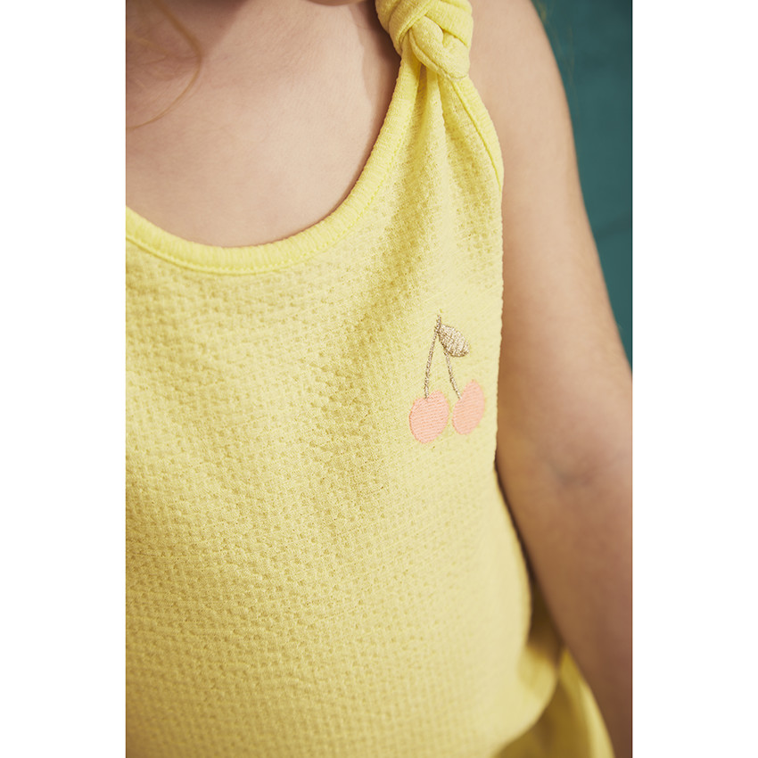 Combishort broderie cerises pour bébé fille 