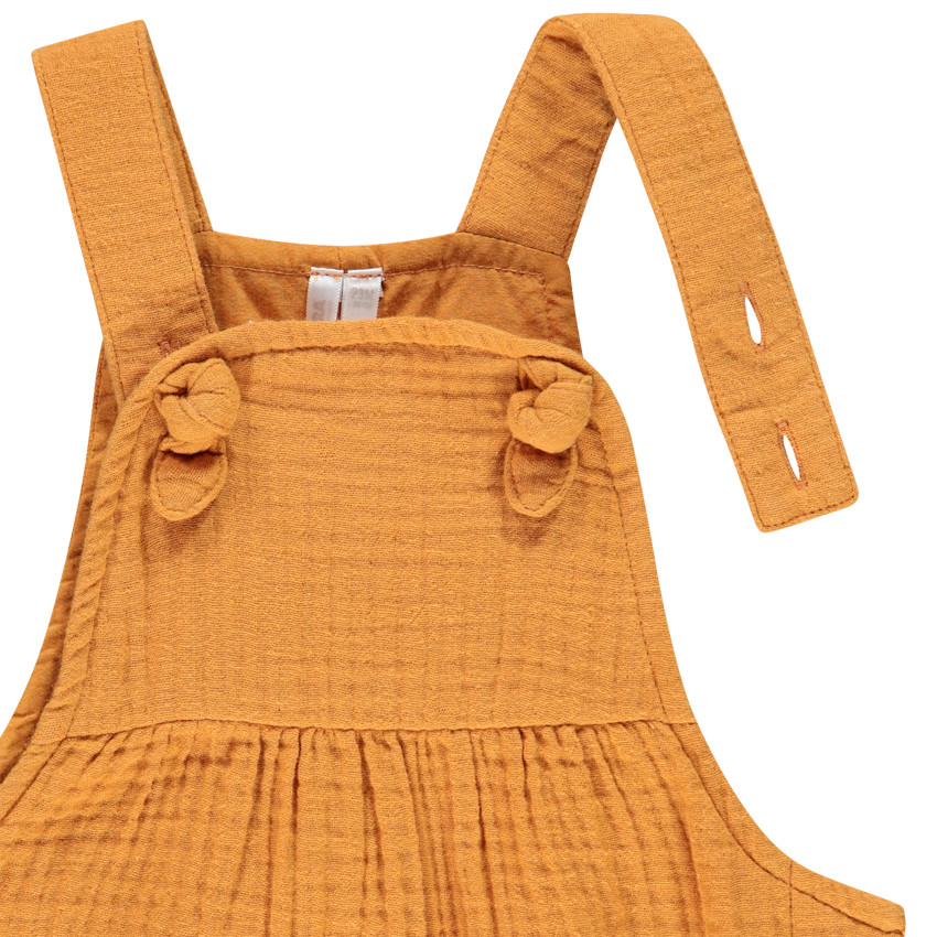 Salopette longue en double gaze de coton pour bébé fille 