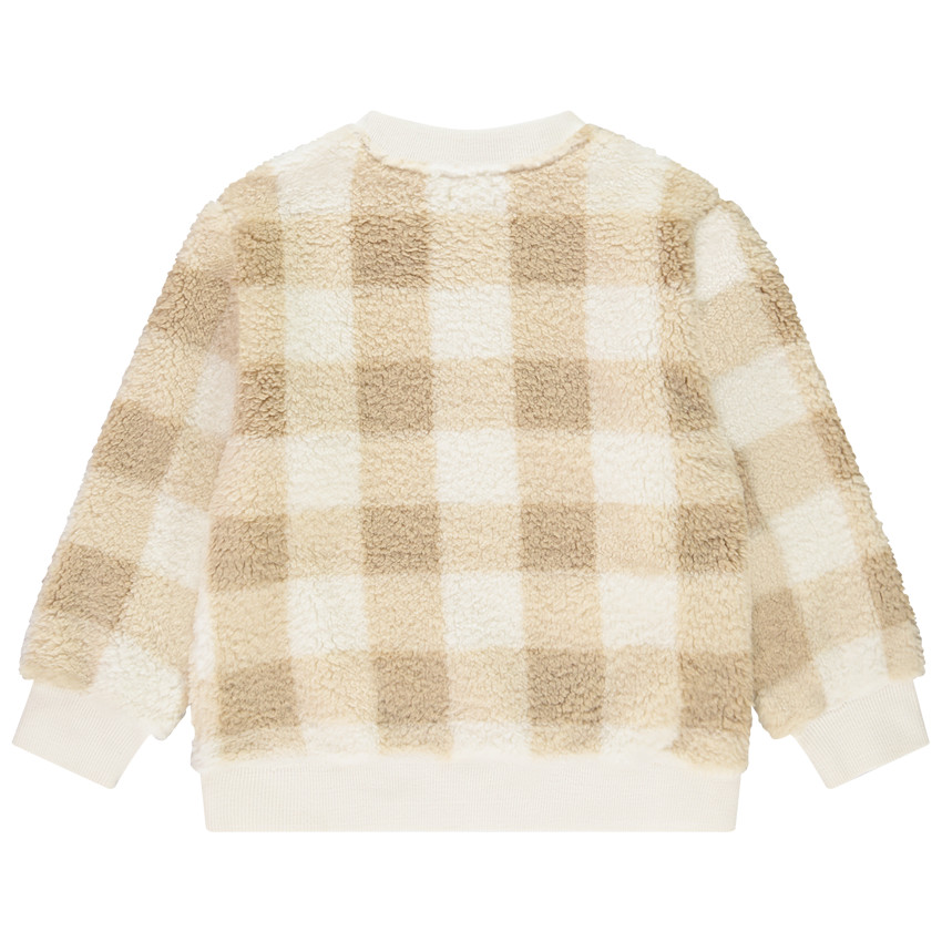 Sweat polaire en sherpa à carreaux vichy pour garçon  