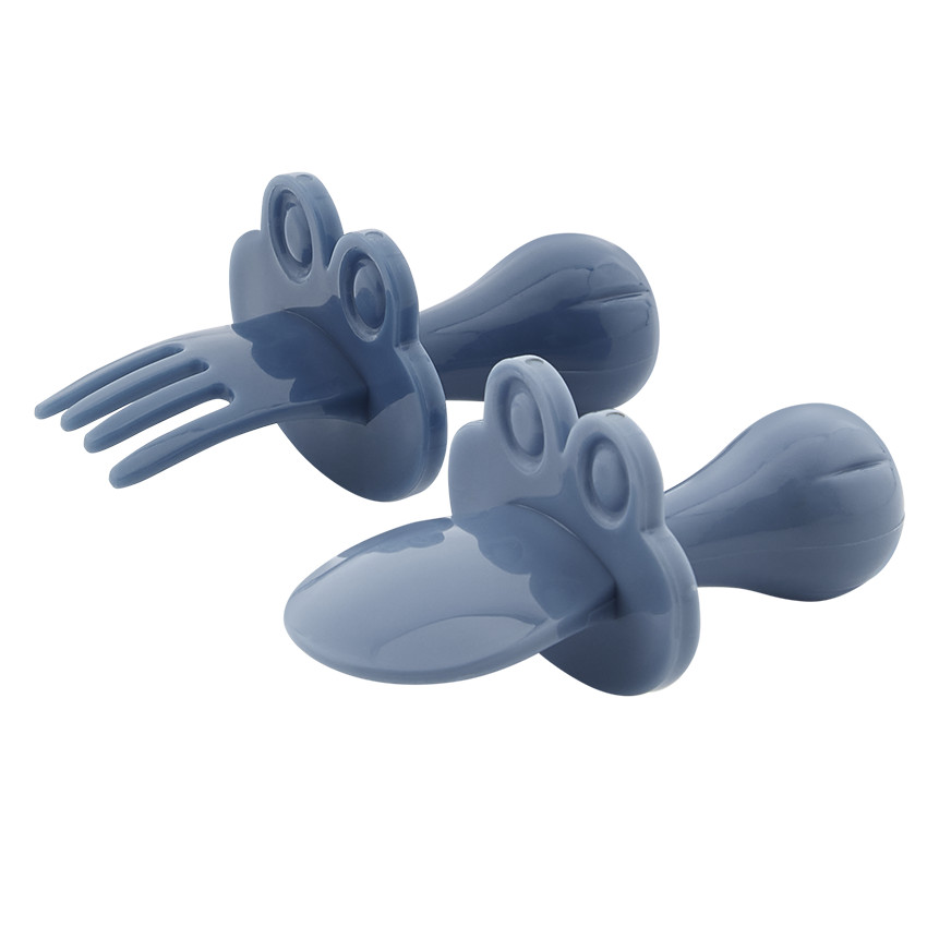 Lot de 2 couverts ergonomiques montessori Miamix bleu 