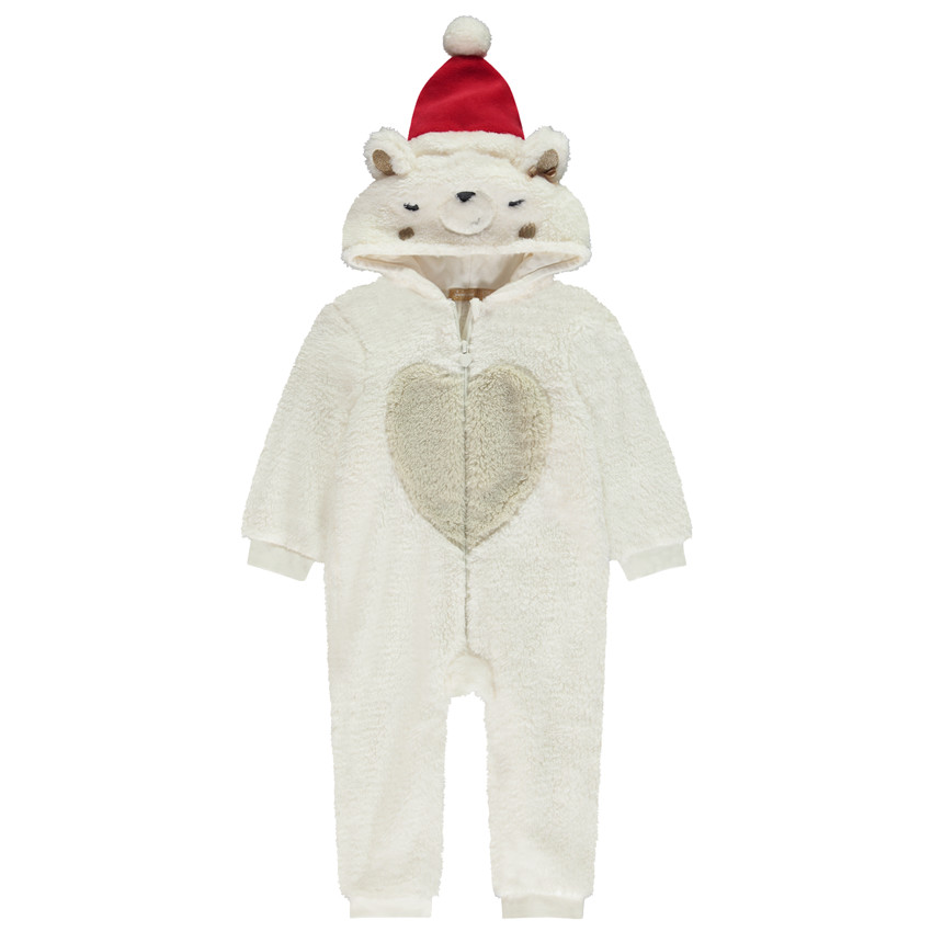 Surpyjama ludique en sherpa ours polaire de Noël pour bébé fille 