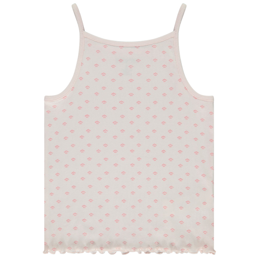 Geribde tanktop met feston en fantasieprint meisjes 