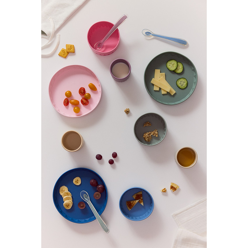 Coffret repas 3 pièces en silicone Origami  - Bleu 
