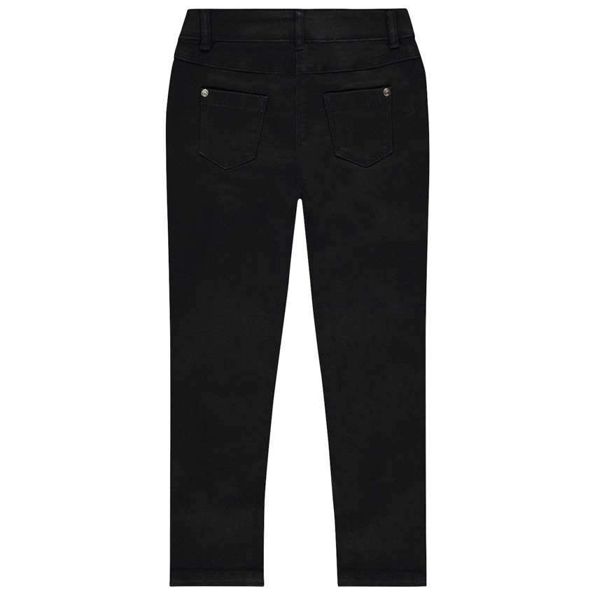 Jean slim uni avec strass en bas des jambes pour fille 