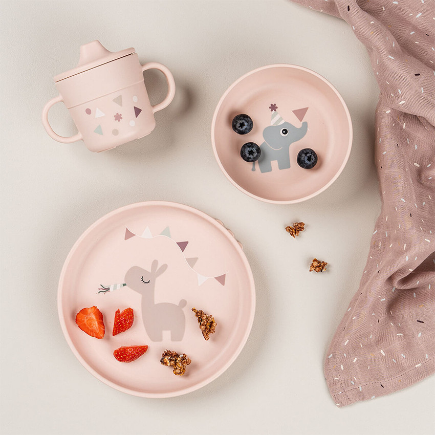 Maaltijdset 3-delige met zuignap Foodie Celebration Roze 