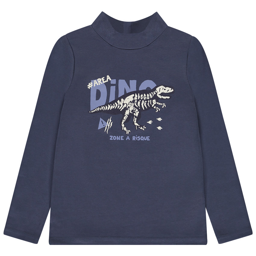 Sous-pull col cheminé uni avec print fantaisie pour garçon  